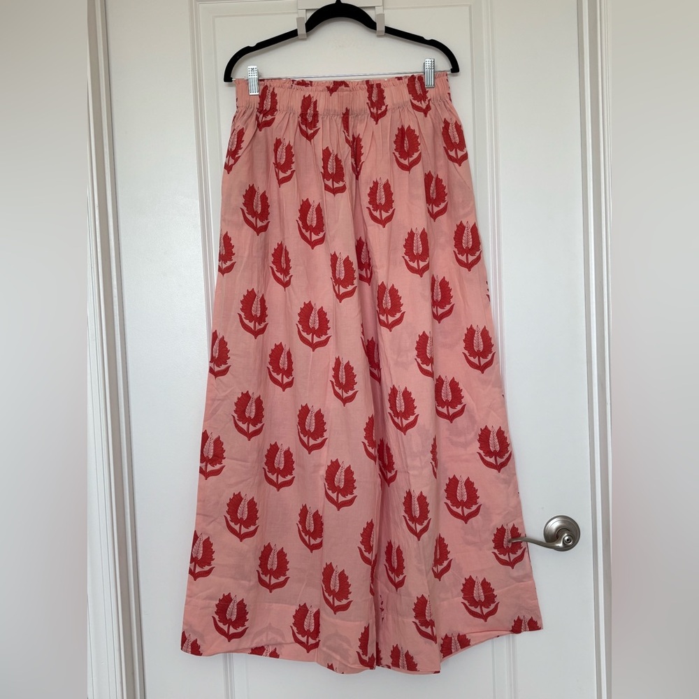 Daughters of India Pink Wide-Leg Jumpsuit with Red Motif - Picture 6 of 13
